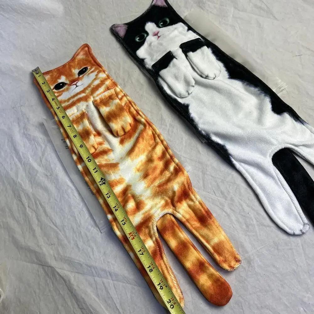 Funny Hand Towels, Cute Cat Decor Hanging Washcloths & Face, Orange, White/Black